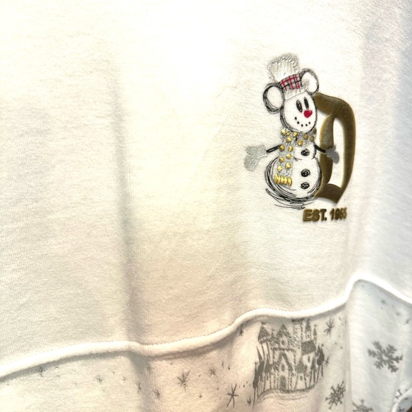 Disneyland Christmas Castle Snowflake Fleece Spirit Jersey az small - Picture 4 of 7